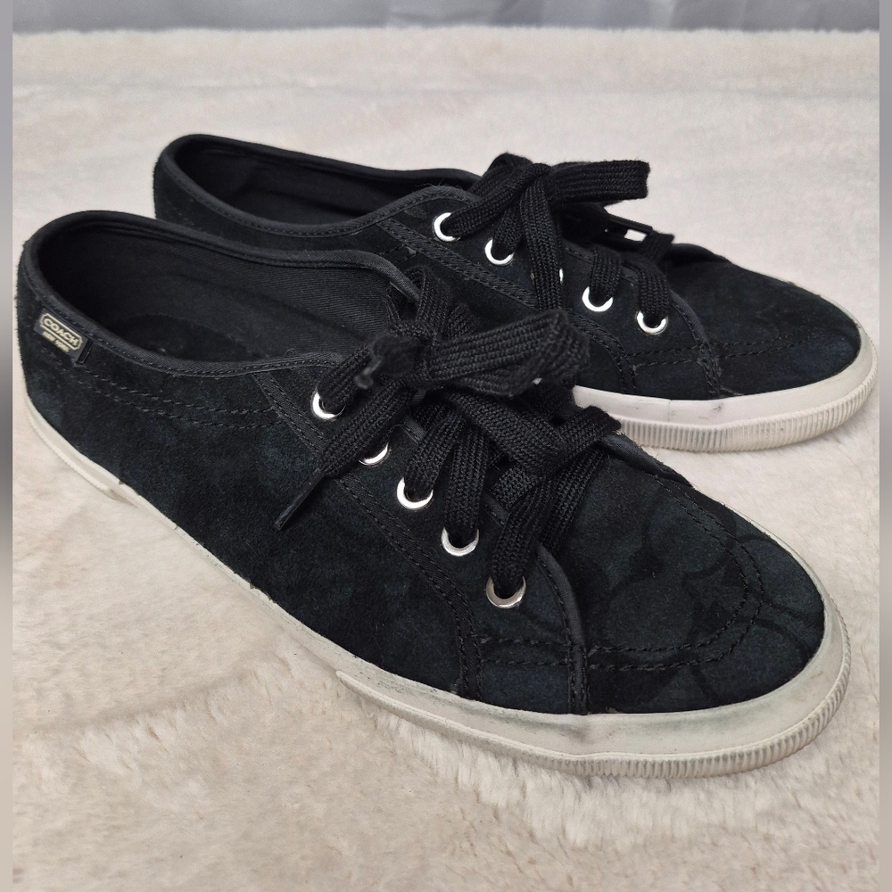 Coach Signature Kalyn Sneakers Womens Sz 9  Flat Black Suede